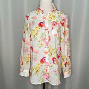 CHAPS semi sheer floral button down